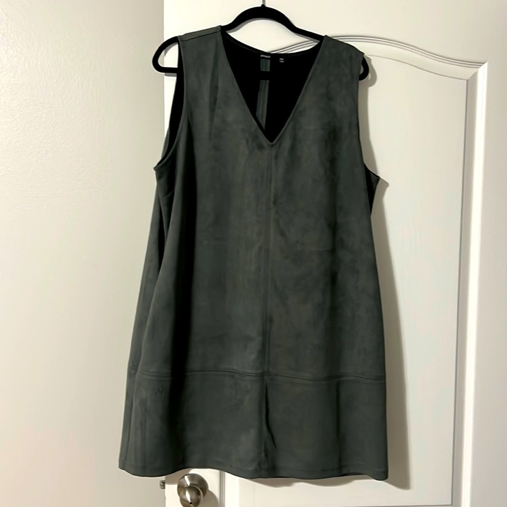 Peach sleeveless dress. Cute with long sleeve underneath. Suede material